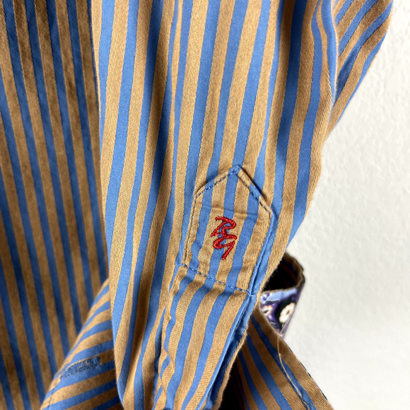 Robert Graham Shirt Mens XL Flip Cuff Striped Button Up Long Sleeve Career - Picture 7 of 14